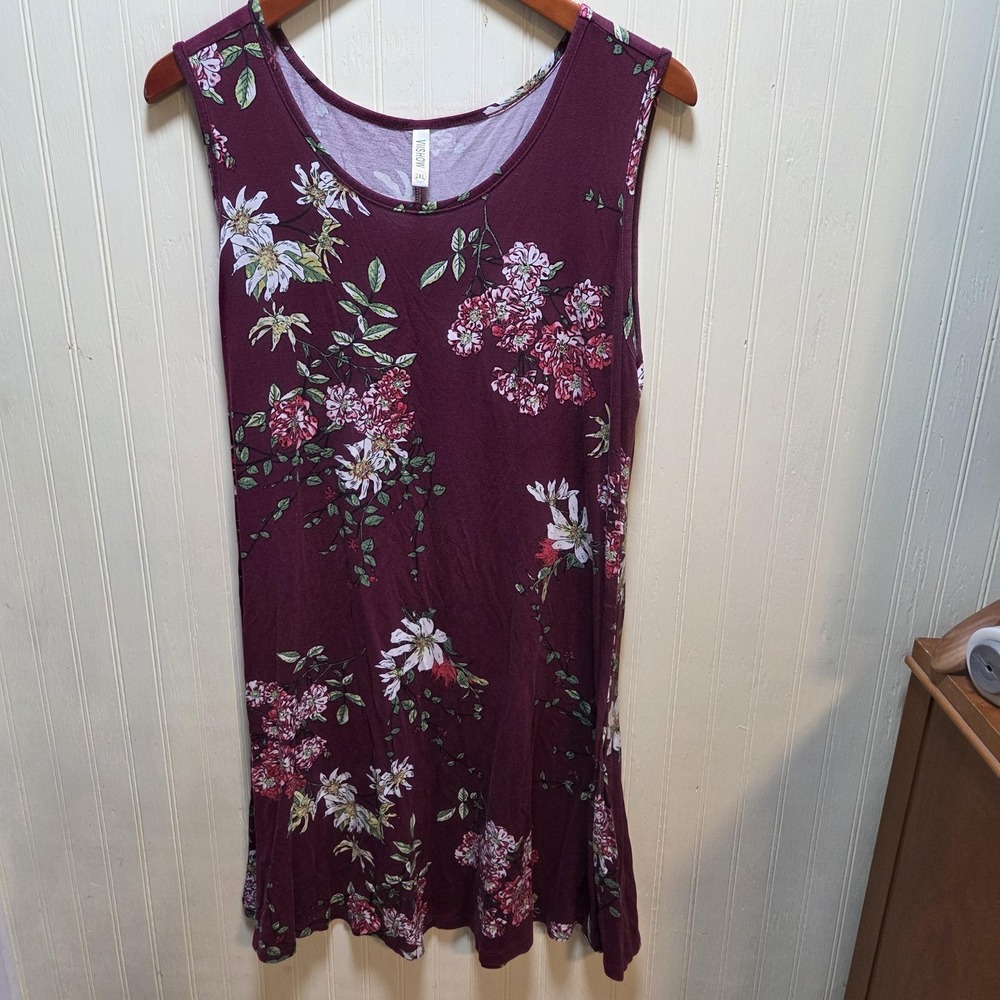 VIISHOW Dress‎ Womens 2XL Purple Floral Sleeveless Scoop Neck Sundress Knee